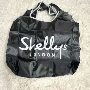 Shelly’s London Reusable Logo Tote Bag Black Packable New